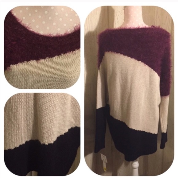 DKNYC Eyelash Tri-colored Sweater Size L S56 - Picture 3 of 3